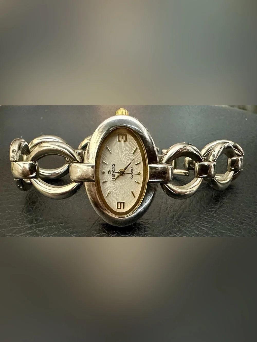 Minicci Silver and Gold-Tone Oval Bracelet Watch